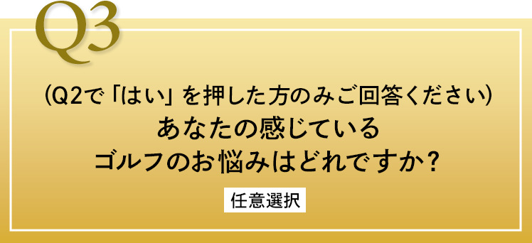Q3 （Q2で「はい」を押した方のみご回答ください）あなたの感じているゴルフの悩みはどれですか？